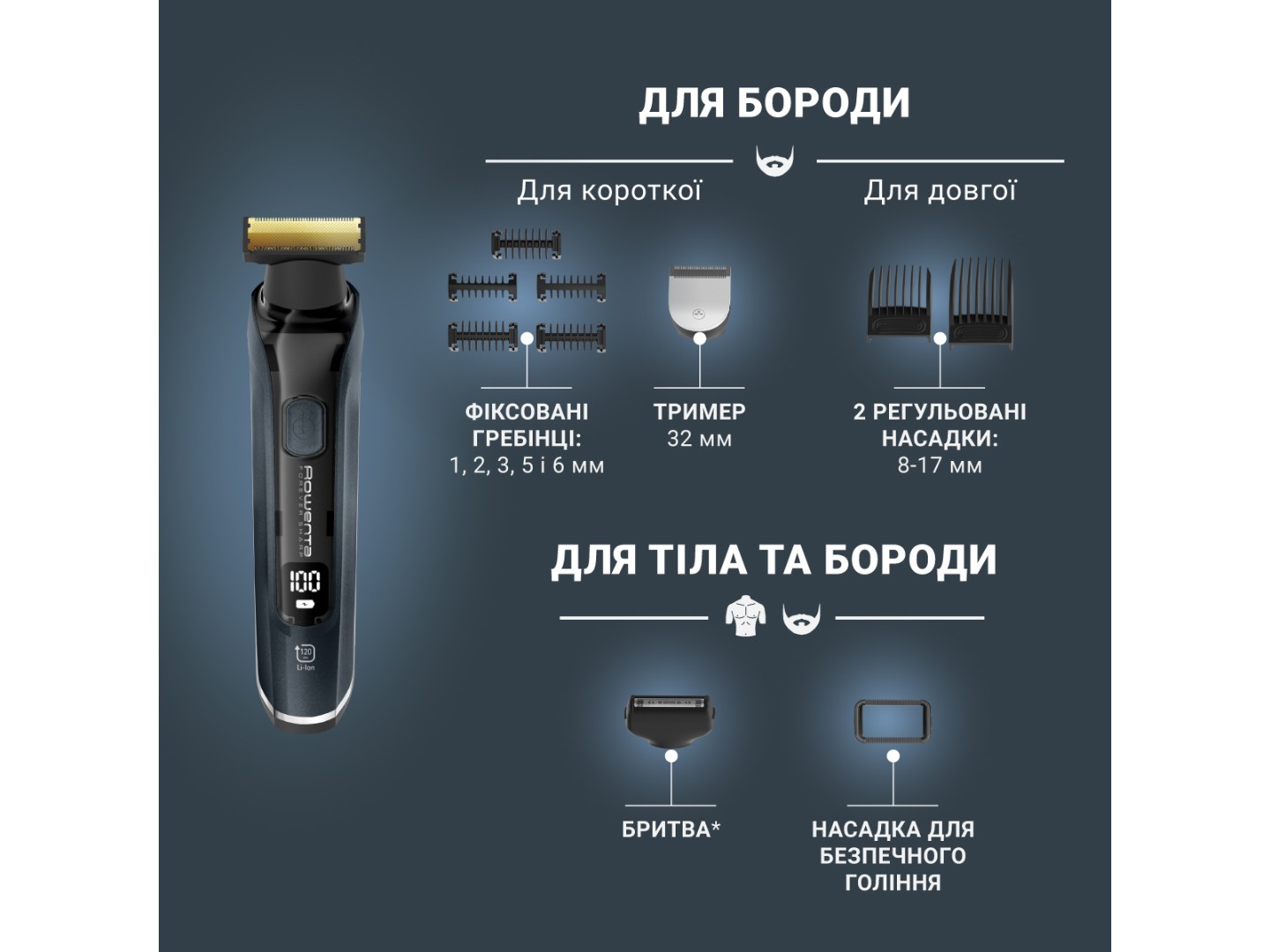 Тример для вусів і бороди Rowenta TN6204E0 — фото 3